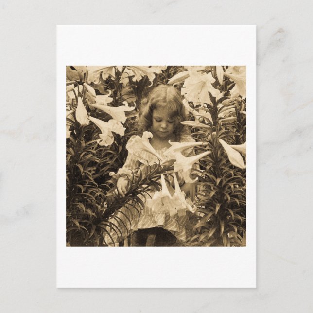 Unter den Lilien - Vintages Klischee Postkarte (Vorderseite)