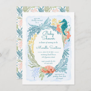 Unter den Meereswellen Seepferd Twins Girls Einladung