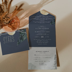 Unter den Sternen   All-in-One-Hochzeitseinladung All In One Einladung
