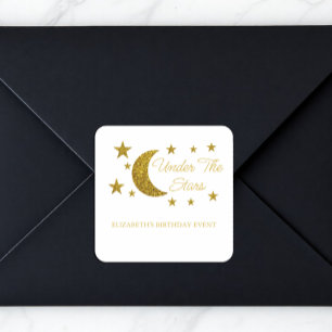 Unter den Sternen Geburtstag Quadratischer Aufkleber