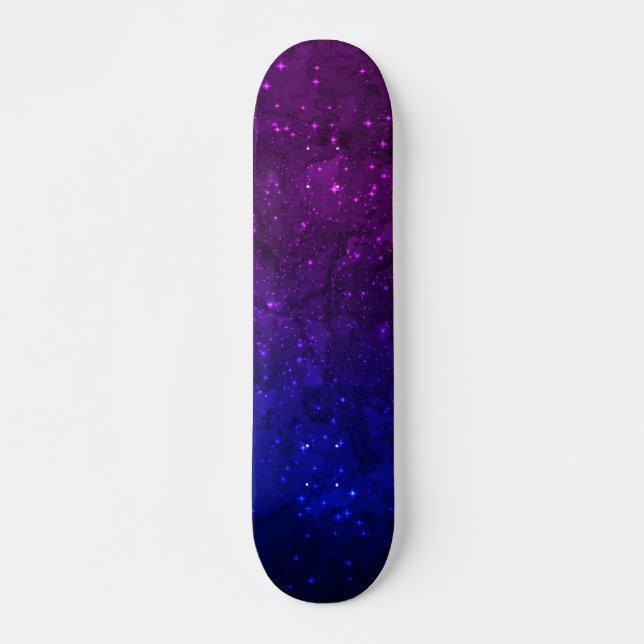 Unter den Sternen in der blauen und Lila Galaxie Skateboard (Vorne)