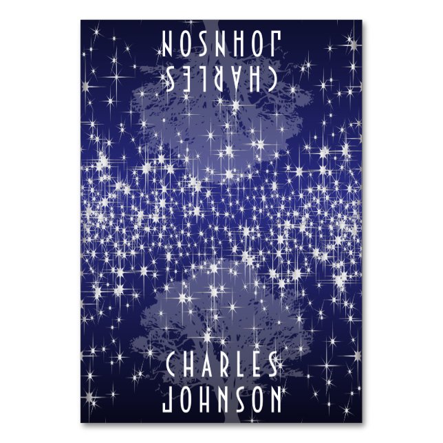 Unter den Sternen in dunkelblauer Platzkarte Tischnummer (Vorderseite)