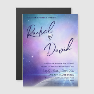 Unter den Sternen Lila rosa Typografie Hochzeit Magnetkarte
