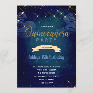 Unter den Sternen quinceanera Einladung