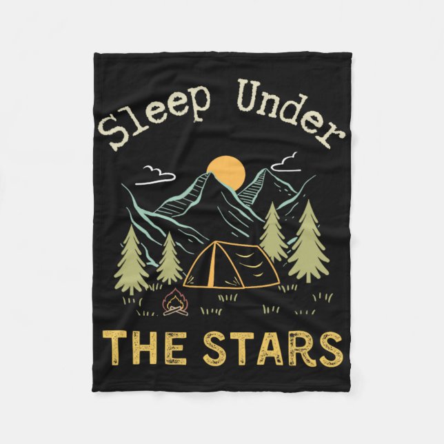 Unter den Sternen schlafen; Camping  Fleecedecke (Vorderseite)