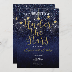 Unter den Sternen Starry Night Gold Blue Prom Part Einladung