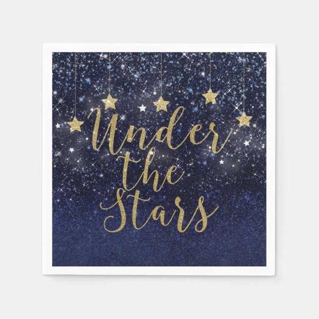 Unter den Sternen Starry Night Gold Blue Prom Part Serviette (Vorderseite)