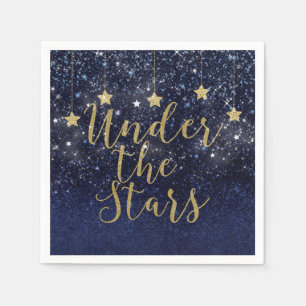 Unter den Sternen Sternennacht Gold Blau Abschluss Serviette