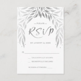 Unter den Willows Wedding RSVP Imitate Silver Karte