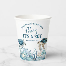 Unter der Blue Ahoy ist eine Baby-Dusche Pappbecher