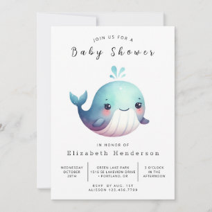 Unter der digitalen Whale-Babydusche des Meeres Einladung