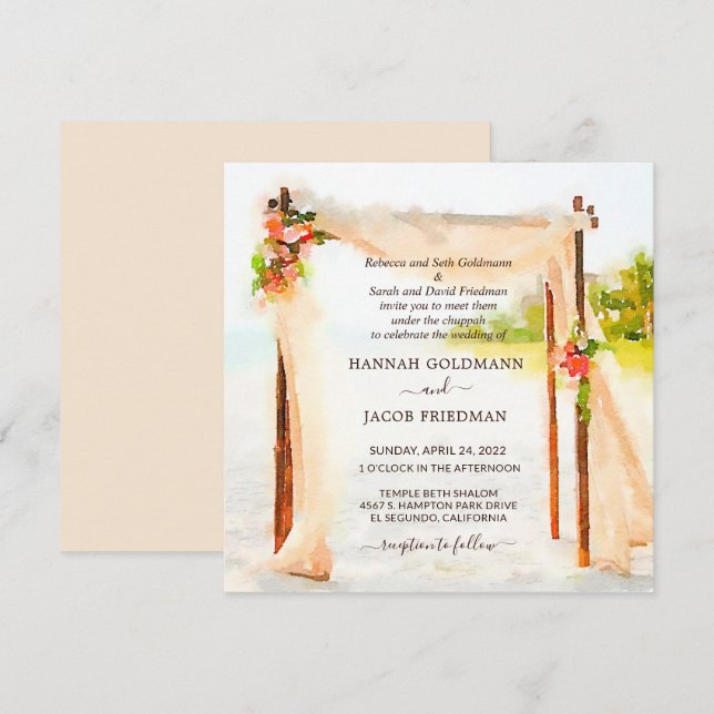 Unter der Einladung von Chuppah Hochzeit (Vorne/Hinten)