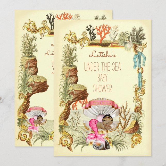 Unter der ethnischen Meerjungfrau Princess Babydus Einladung (Vorne/Hinten)