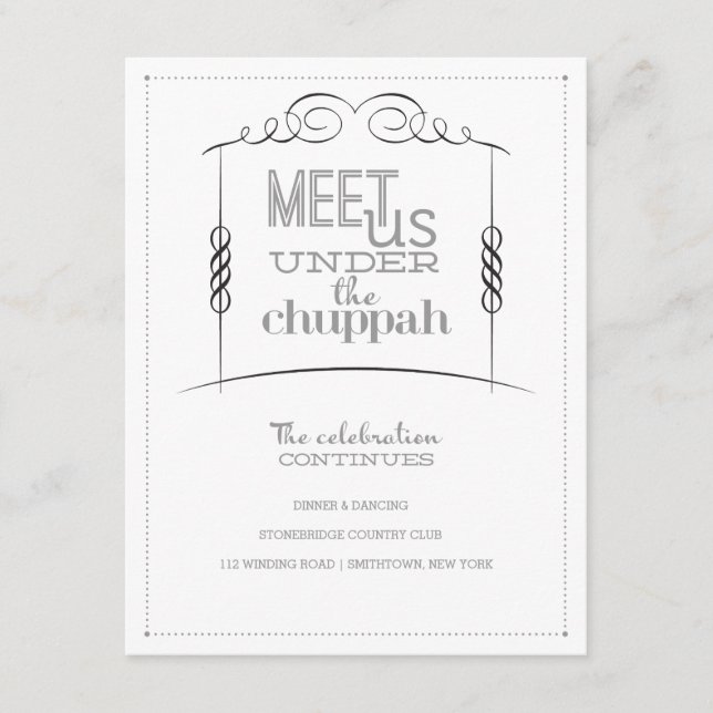 Unter der jüdischen Hochzeitskarte von Chuppah Begleitkarte (Vorderseite)