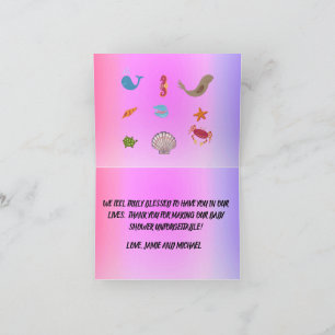 Unter der Meeresfeier: Ein kleines Mädchen begrüße Dankeskarte