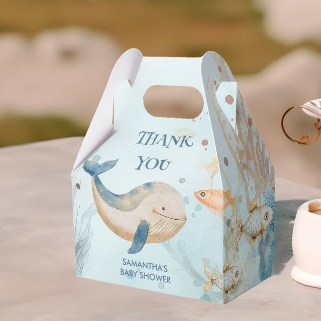 Unter der Meereskorallen- und Whale-Babydusche Geschenkschachtel (Favor boxes from the Whale Baby Shower Collection by Darling & May)
