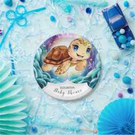 Unter der Meerespastel Schildkrötendusche Pappteller