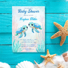 Unter der Meeresschildkröte Aqua Blue Zwillinge Ba Einladung