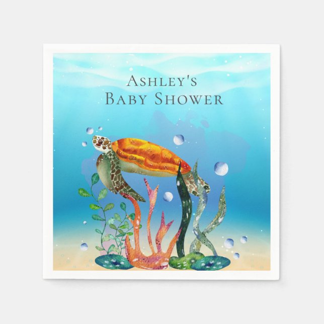 Unter der Meeresschildkröte Aquatic Pflanze Papier Serviette (Vorderseite)