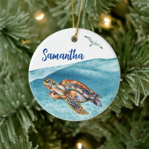 Unter der Meeresschildkröte Personalisiert Keramik Ornament