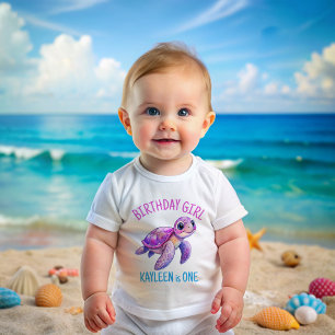 Unter der Meeresschildkröte pinkfarbenes lila Gebu Baby T-shirt