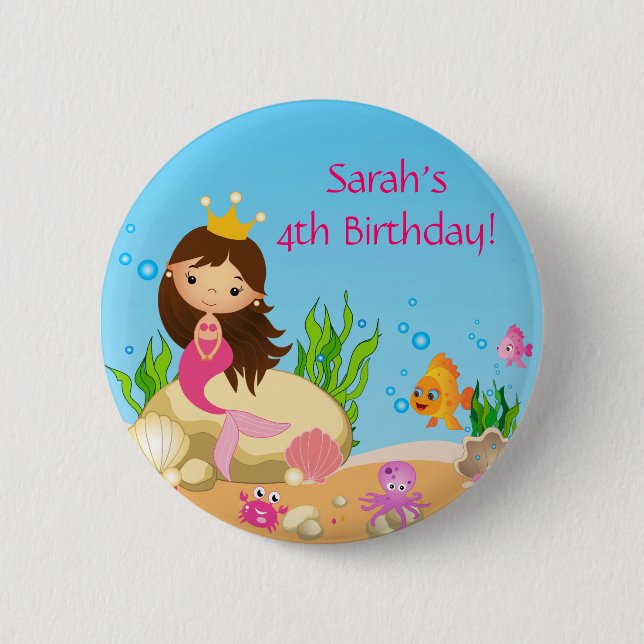 Unter der Meerjungfrau Birthday Button (Vorderseite)