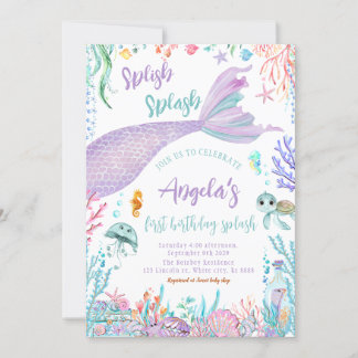 Unter der Meerjungfrau-Geburtstagspartei Einladung