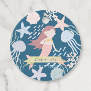 Unter der Meerjungfrau Marine Blue Birthday Favor Geschenkanhänger