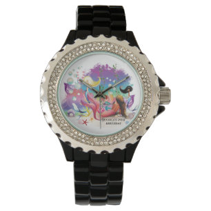 Unter der Meerjungfrau Ozean Lila Türkis Armbanduhr