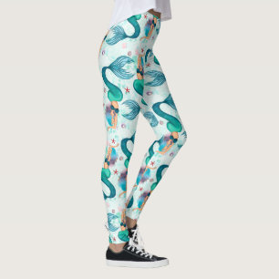 Unter der Meerjungfrau Ozean Lila Türkis Leggings