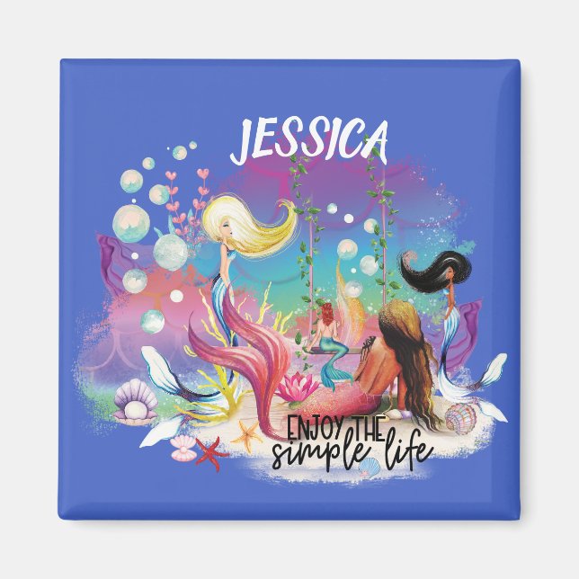 Unter der Meerjungfrau Ozean Lila Türkis Magnet (Vorne)