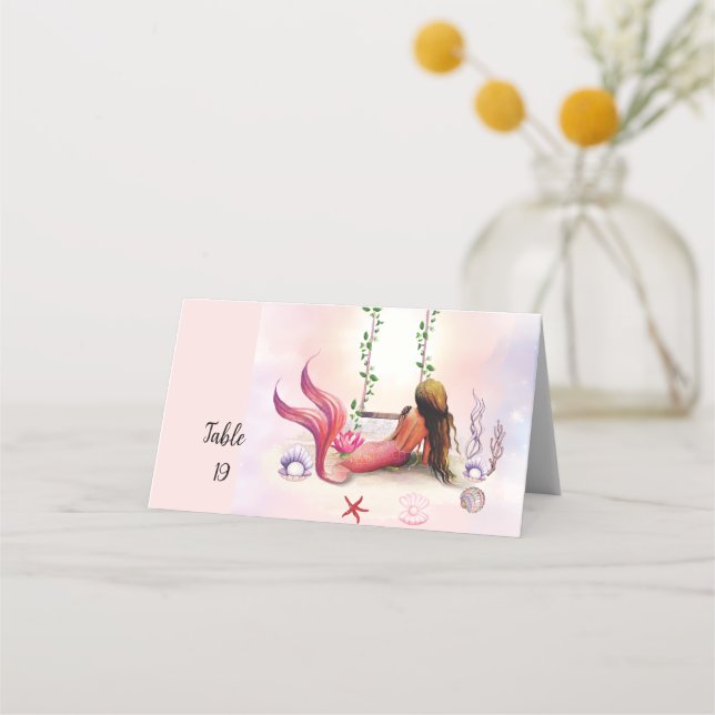 Unter der Meerjungfrau Ozean Lila Türkis Platzkarte (Vorderseite)
