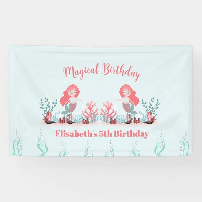 Unter der Meerjungfrau Prinzessin Birthday Party Banner (Horizontal)