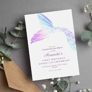 Unter der Meerjungfrau Schwanz Girly Birthday Part Einladung