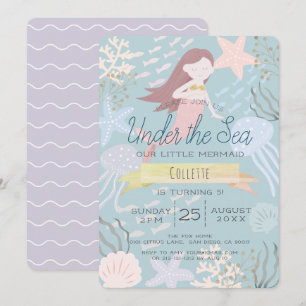 Unter der Meerjungfrau Sea Gree Birthday Einladung
