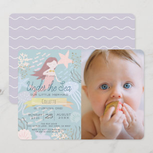 Unter der Meerjungfrau Sea Green Foto 1. Geburtsta Einladung