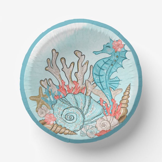 Unter der Muschel Mermaid Birthday Pappteller (Vorderseite)