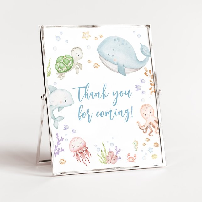 Unter der Sea Baby Dusche Danke, dass ihr gekommen Poster (Sea Creatures Ocean Baby Shower Thank you for Coming Sign)