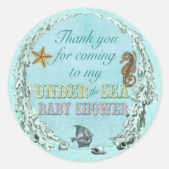 Unter der Sea Baby Dusche danke Ihnen Aufkleber (Vorderseite)