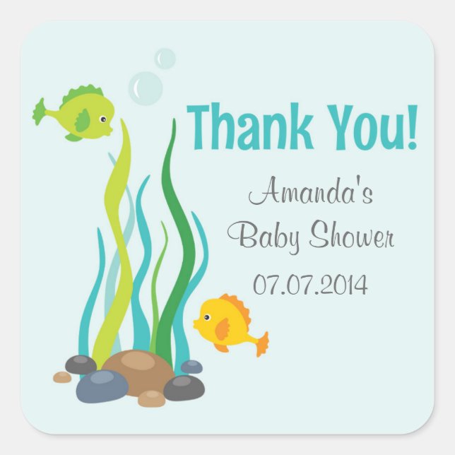 Unter der Sea Baby Dusche Danke Stickers (Vorderseite)