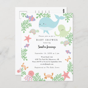 Unter der Sea Baby Dusche Niedliche Pastel Kawaii Postkarte