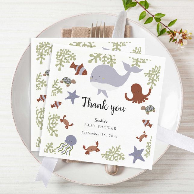 Unter der Sea Baby Shower Niedlich Vielen Dank Serviette (Von Creator hochgeladen)