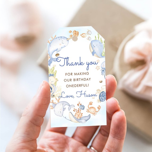 Unter der Sea Blue Sea Life Birthday Party Geschenkanhänger (Von Creator hochgeladen)