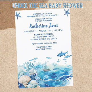 Unter der Sea Boy Baby Dusche Einladung