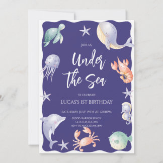 Unter der Sea Boy Birthday Party Einladung