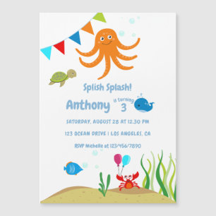 Unter der Sea Boy Birthday Party Magneteinladung