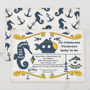 Unter der Sea Ticket Nautical Baby Shower Einladung