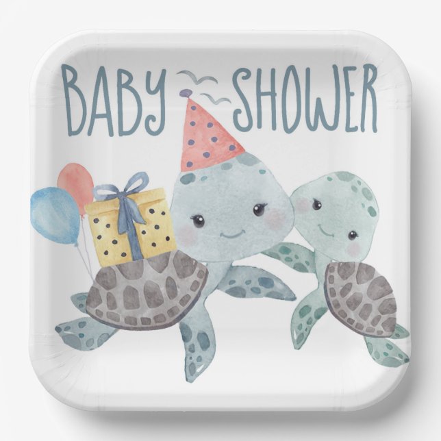 Unter der Sea Turtle Beach Baby Dusche Pappteller (Vorderseite)