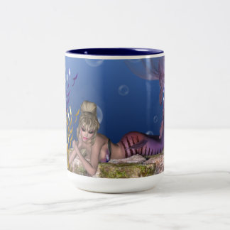 Unter der Seeblonden Meerjungfrau-Fantasie-Tasse Zweifarbige Tasse