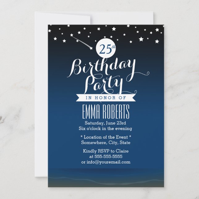 Unter der Stars Beach Geburtstagsparty Einladung (Vorderseite)